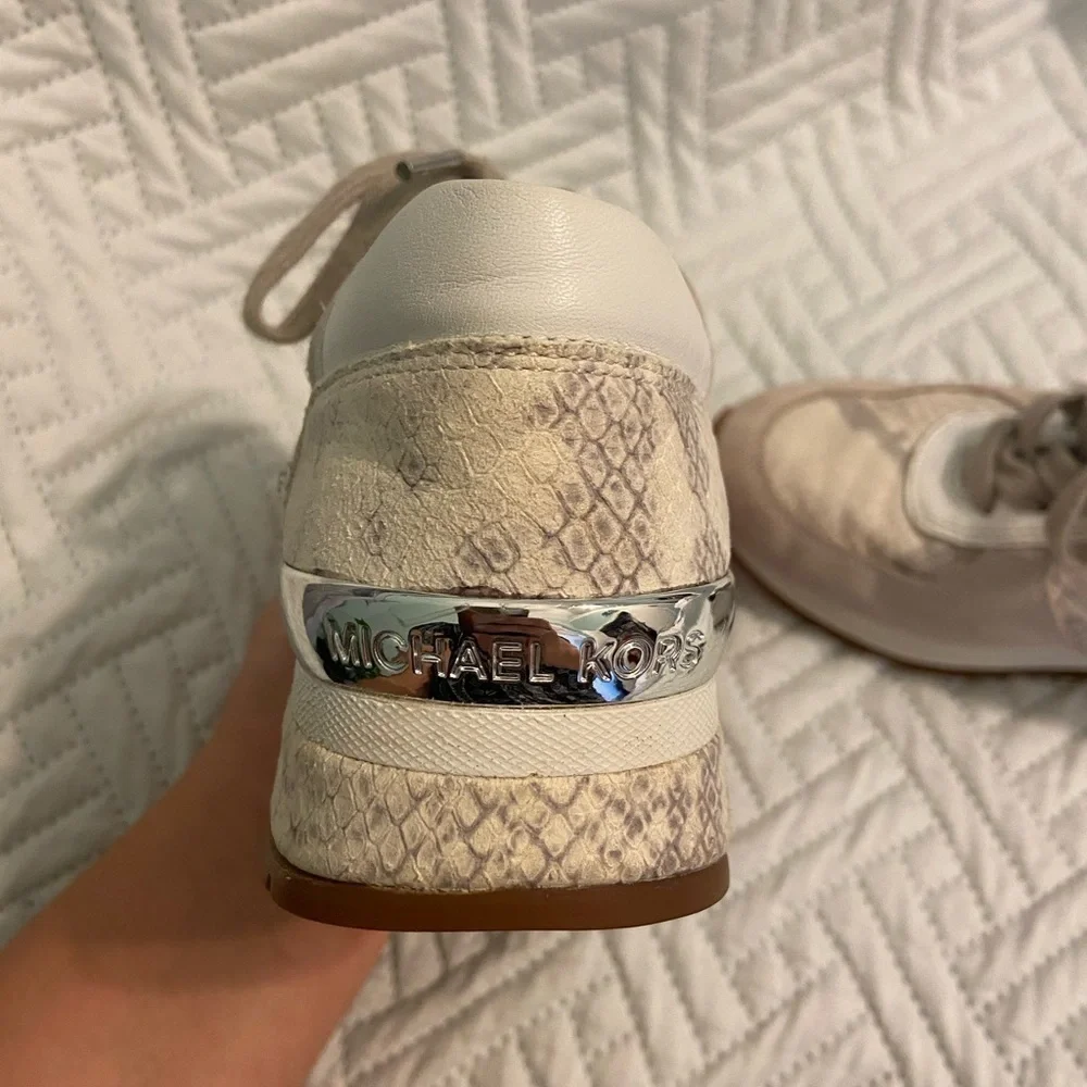 Michael Kors Women's Allie Embossed-Leather and Suede Womens Sneaker Size 6.5